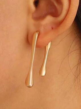 Front Back Drippy Drop Drip Earrings 14K Gold Plate Jewelry AP12